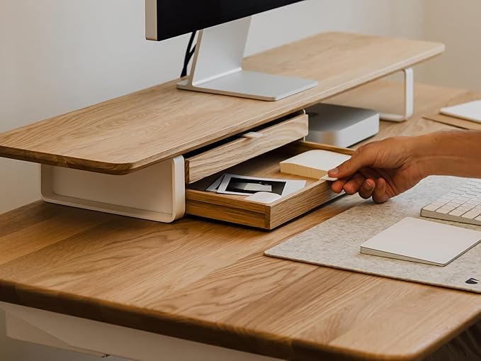OAKYWOOD Large Modular Drawer – Solid Wood Desk Organizer with Drawers – Document Holder & Office Storage – For Home Office Use – Black Oak – Dual Size