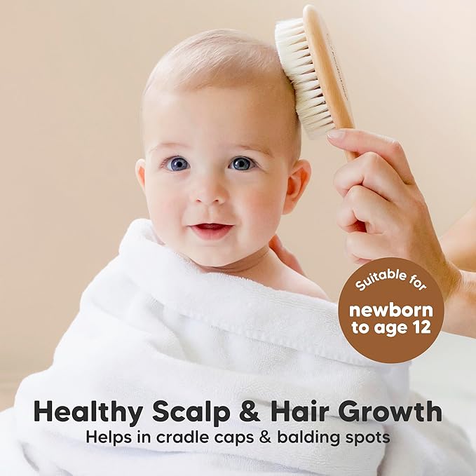 KeaBabies Baby Hooded Towel and Baby Hair Brush and Comb Set - Soft Bath Towels with Hood for Toddlers, Wooden Brush with Soft Goat Bristle for Girls, Boys, Toddlers