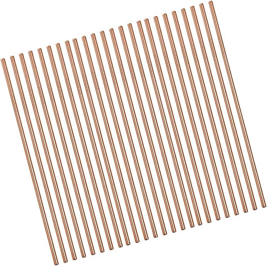 Rose Gold Metal Straws 100Pcs.Bulk Order Stainless Steel Straws 8.5'' x6mm Drinking Straws Reusable for 20/30Oz for Yeti RTIC SIC Ozark Trail Tumbler (8.5" Long, Rose Gold-100pcs Straight)
