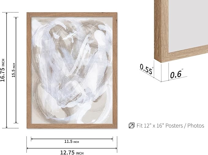 Monem Art Neutral Beige Abstract Brushstroke Painting Print - Scandinavian Minimalist Modern Art Poster - Wall Decor for Living Room or Bedroom - 12x16 Beige Framed Wall Art by Mareike Bohmer