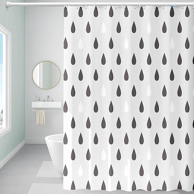 Plastic Shower Curtain Liner, Premium EVA 6G Raindrop Shower Curtain, Shower Curtains for Bathroom with 3 Magnetic Weights and Rustproof Grommets (Raindrops, 72x72 in)