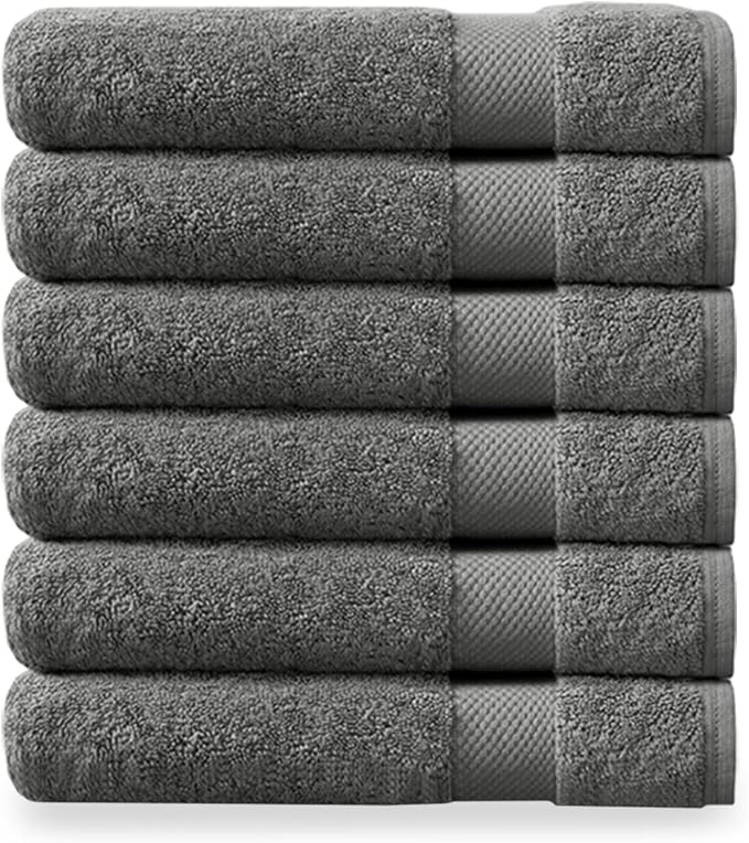 Organic Cotton Luxuriously Plush Washcloths Pack of 6 | GOTS & Oeko-TEX Certified | Premium Quality Face Towels | Feather Touch Technology|650 GSM Long Staple|Soft, Quick Dry & Ultra-Absorbent
