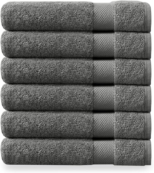 Organic Cotton Luxuriously Plush Washcloths Pack of 6 | GOTS & Oeko-TEX Certified | Premium Quality Face Towels | Feather Touch Technology|650 GSM Long Staple|Soft, Quick Dry & Ultra-Absorbent