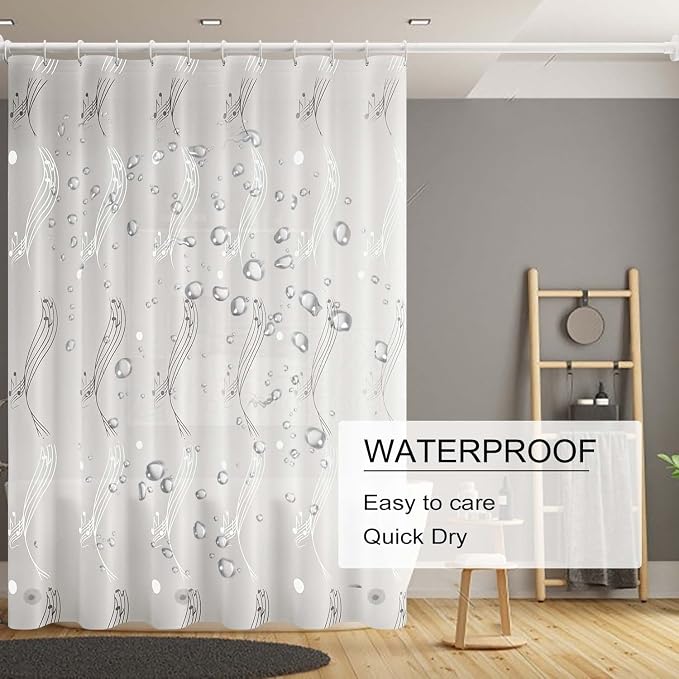 TIKABC Blue Shower Curtain Liner, 4G PEVA Shower Liner, Plastic Peva Waterproof Shower Curtains, 72x72 inch with Grommet Holes 3 Magnetic Weights