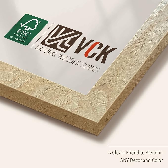 VCK 18x24 Poster Frame Set of 3, Natural Solid Wood Picture Frame with Exclusive Wood Grain, Wall Hanging