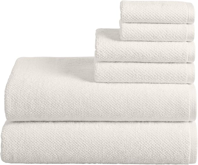 Great Bay Home 100% Cotton 6 Piece Bath Sheet Set - Absorbent, Quick-Drying, Durable Bath Towels for Bathroom Decor - Low-Twist, Two-Ply Fibers (Ivory)