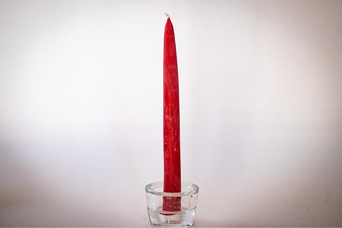 100% Pure Beeswax Taper Candles - All-Natural Handmade Decorative & Dipped Smokeless Unscented Candles for Christmas, Advent, and Hanukkah, Red Blossom, 8.5 Inches, 24 Candle Set, by BeeTheLight