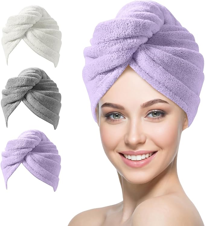 YFONG Larger Microfiber Hair Towel Wrap for Women, Purple, 30" X 10.2"