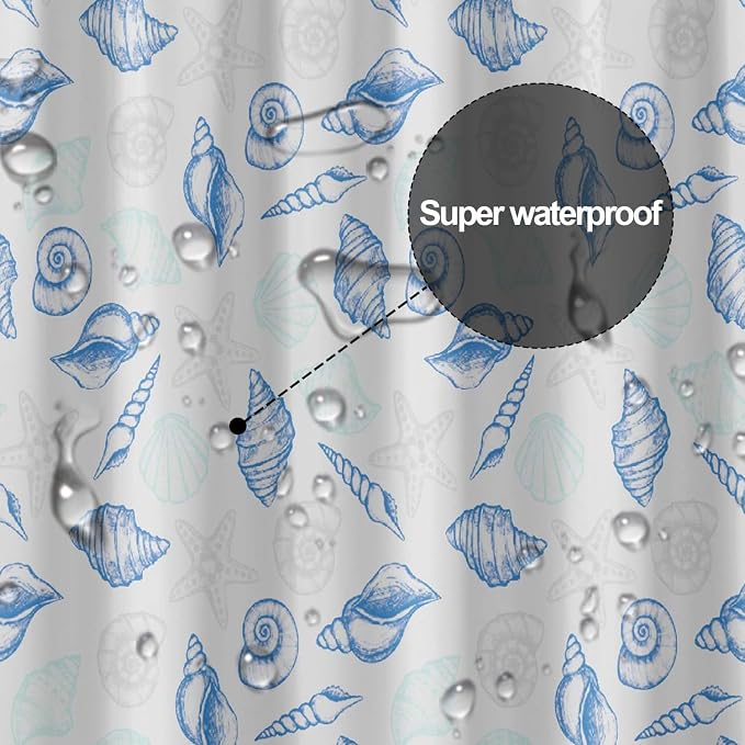 Plastic Shower Liner - Premium PEVA 4G Shower Curtain Liner with Rustproof Grommets and 3 Weighted Magnets, Waterproof Shower Curtain for Bathroom… (Whelk, 72”*72”)