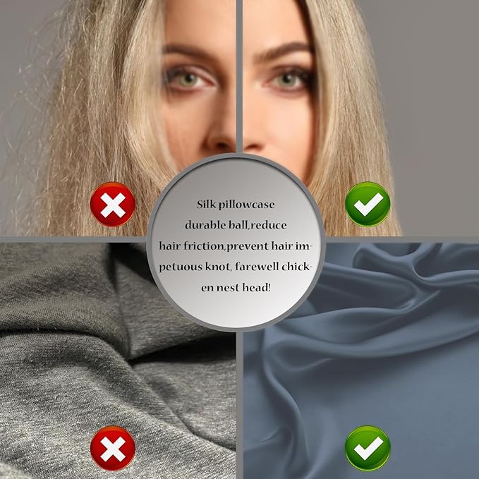 Silk Pillow Cases 2 Pack Soft Breathable and Sliky King Size Pillow Cases Set of 2,Natural Mulberry Silk Pillowcase Set of 2 for Hair and Skin with Hidden Zipper (Space Grey,20"X 36",2pcs)