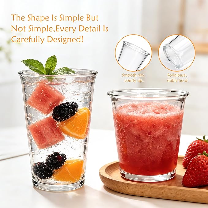 12 Pack Highball Glasses Set, 12 oz & 10 oz Stackable Thick Glass Cups | Drinking Glasses for Cocktails，Iced Coffee, Bubble Tea, Water, Juice – Kitchen & Bar Glassware Set