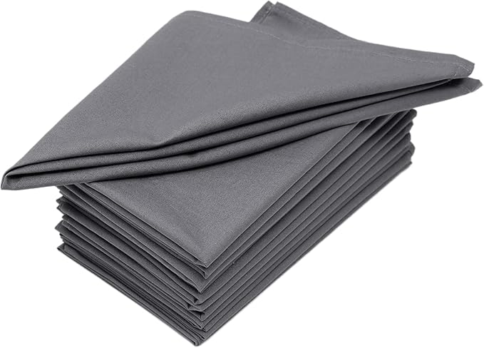 Cloth Napkins Set of 12 (18x18 Inches or 46x46 CM) 100% Cotton Everyday Use Premium Quality Cloth Napkins Ultra Soft Perfect Dinner Napkins/Table Napkins - Grey - The Home Talk, Gray