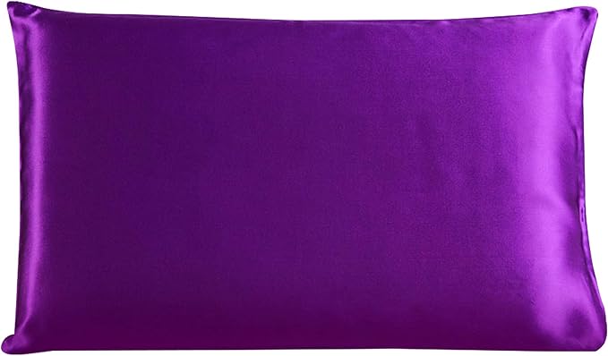uxcell 1 Pack 100% Charmeuse Pure Silk Pillowcase for Hair and Skin, 350TC 19 Momme Soft Breathable Pillow Case with Hidden Zipper, Purple Standard(20x26inch)