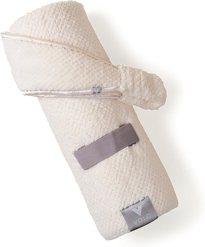 VOLO Hero Hair Towel + Facial Spa Headband for Women | Wrap Towel + Headband for Washing Face & Makeup | Ultra-Soft, Fast Drying, Anti-Frizz Nanoweave Fabric | Reusable Package (Salt White)