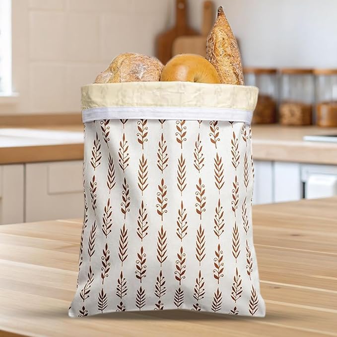 Reusable Beeswax Bread Bags - Cotton Bread Storage | 2 Pack Freshness Bags | Natural Beeswax Lining, Washable Reusable Design, Large Capacity Storage, Secure Closure, for Homemade Sourdough &
