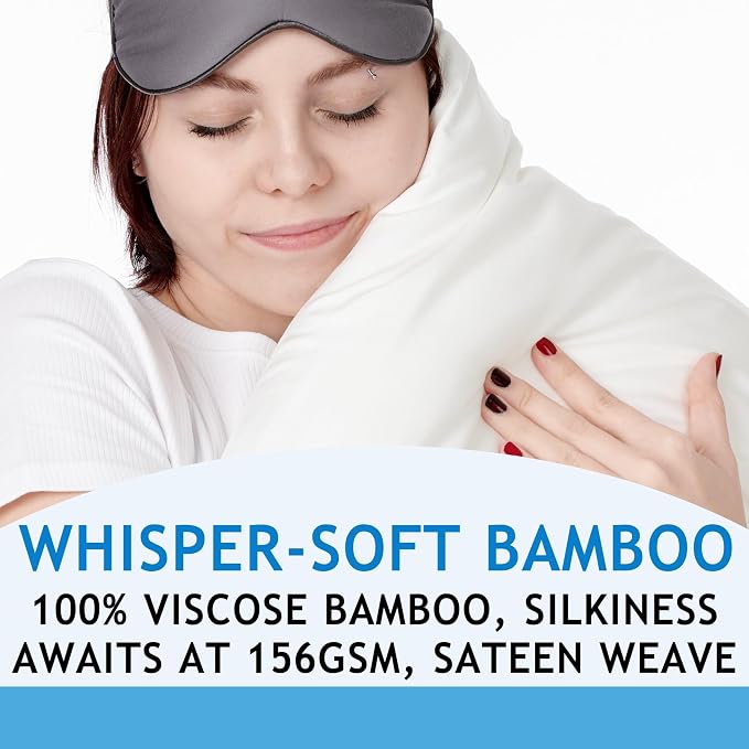 Zippered Pillowcases - King Size 36x20, 100% Viscose Derived from Bamboo, 2 PK, Cream - Cooling Pillow Cases - Silky Pillow Covers for Hot Sleepers, Menopause, Night Sweats - by JoMo