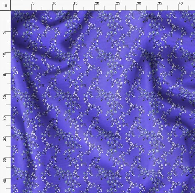 Soimoi Luxurious 58" Wide Blue - Floral Printed, Cotton Jersey Fabric - Perfect Material for Clothing, Home Decor, Craft Projects, 1 Yard
