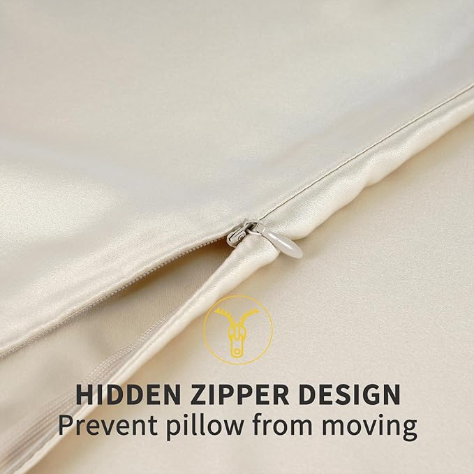 ZIMASILK 100% Pure Mulberry Silk Pillowcase for Hair and Skin Health,Soft and Smooth,Both Sides Premium Grade 6A Silk,600 Thread Count,with Hidden Zipper,1pc (Queen 20''x30'',Beige)