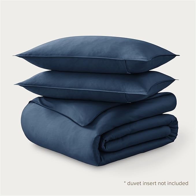 Bare Home 100% Organic Cotton Sateen Duvet Cover Set - Full/Queen Size - 400 Thread Count - Smooth Sateen Weave - Warm & Luxurious - Duvet Cover (Queen, Bering Sea)