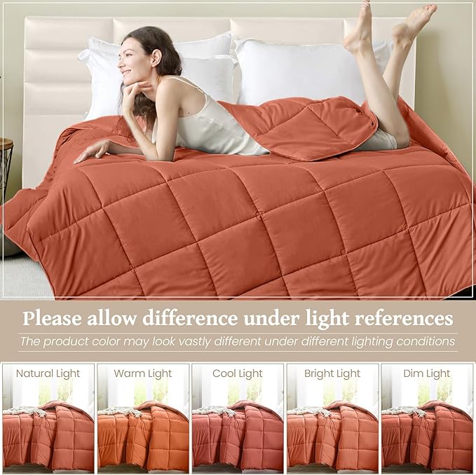 Homelike Moment Comforter King Size - Orange Duvet Insert Down Alternative Bed King Comforter, Lightweight Bedding Comforters Quilted Soft All Season Solid Burnt Orange