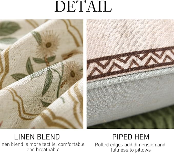 ISAENNE Design Linen Throw Pillow Covers 18"x18" Pack of 2, Square Farmhouse Cushion Covers with Red Pink Yellow Watercolor Wildflower Pattern Decor Pillowcases for Bed,Living Room,Outdoor,Car