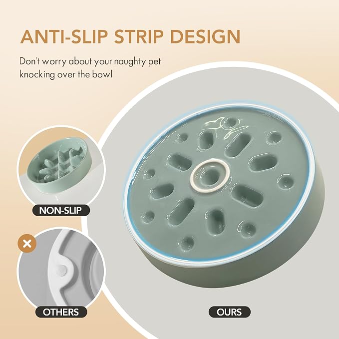 Havniva Ceramic Slow Feeder Dog Bowls, 1.2 Cups Dog Bowl Slow Feeding for Small and Medium Breed, 7.3inch Puzzle Dog Food Bowl Slow Feeder Non-Slip Anti-Gulping and Anti-Choking Reduces Bloating
