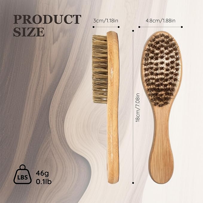 Soft Boar Bristle Short Hair Dog Brush, Natural Bamboo Handle, Pet Massage Deshedding Tool, Fit Puppy, Such as French Bulldog, Beagle, Dachshund, Boston Terrier, Pug, Chihuahua