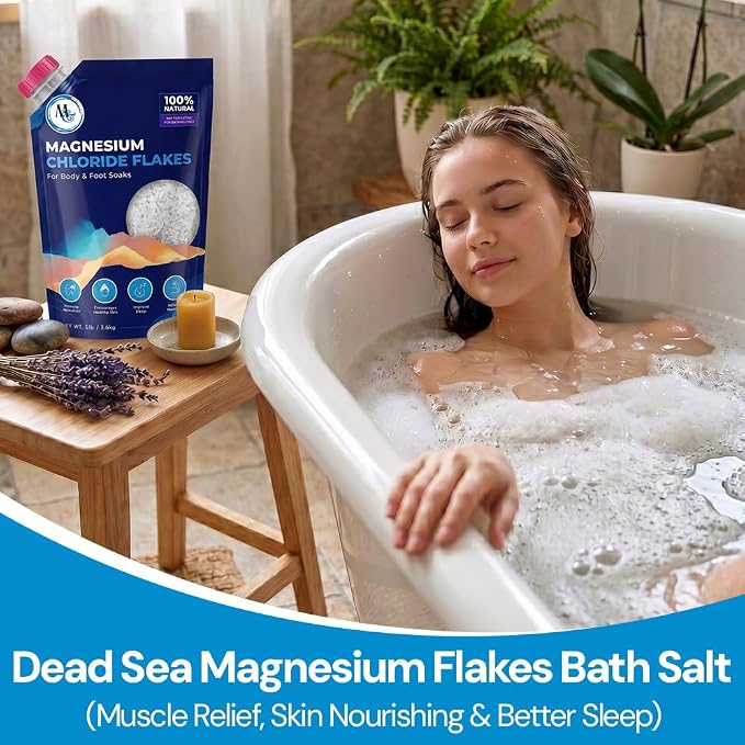 Dead Sea Magnesium Flakes Bath & Foot Soak, Unscented - 5 lb