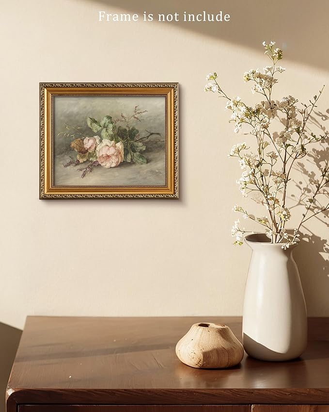 Vodefoad Vintage Antique Floral wall art Farmhouse Country Flower Wall Art, Cottage Flower Oil Art Print Country Field Style Retro Wall Decor for Gallery Kitchen Living Room Bedroom (UNFRAMED 8x10in)