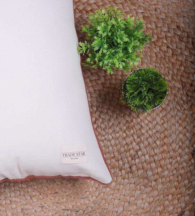 Trade Star 100% Cotton Throw Pillow Cover Handwoven Oblong Pillow Case Indian Cushion Cover Boho Luxury Living Room Decor Ethnic Rectangle Spring Pillow Case (Rust ALMA 12X24 INCHES)