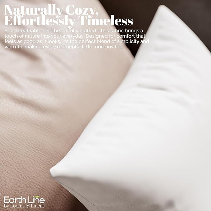 Looms & Linens Pillow Insert with Organic Cotton for 14 x 14 inch Bed Pillow Inserts with Twill Cotton Shell - Pack of 1 Throw Pillow Insert Made in USA