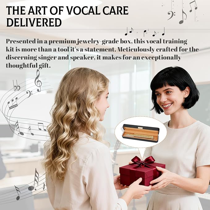 Singing Straw for Vocal Training - 3 Sizes of Singing Straw Tool Set, Stainless Steel Vocal Training and Healing Aid, to Improve, Train & Heal Your Voice(Golden,Gift Box)