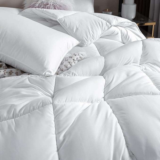 Dorrin Nessin Bedding White Winter Extra Fluffy Twin Size Down Alternative Comforter, Heavyweight All Season Fiberfill Comforter Duvet Insert with 8 Corner Tabs