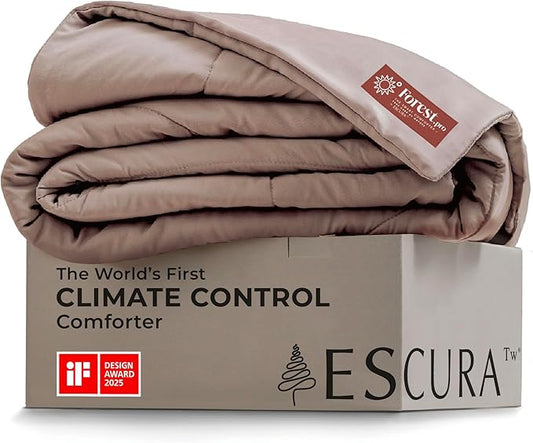 ESCURA Tw® Climate Control Comforter, King/Cali King, German Patented PCM Down Alternative All-Season Design for Hot Sleepers & Night Sweats, Bamboo Lightweight Breathable Hypoallergenic Blanket