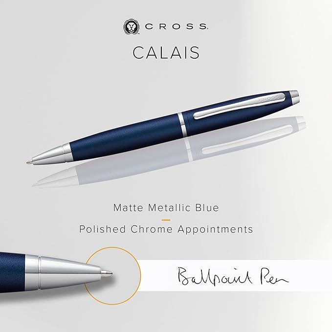 Cross Calais Refillable Ballpoint Pen, Medium Ballpen, Includes Premium Gift Box - Matte Metallic Blue