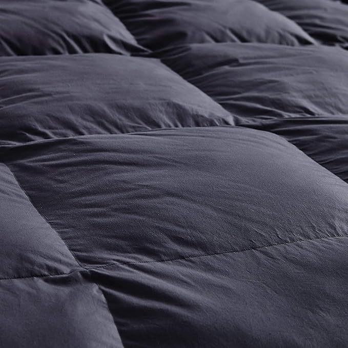 Luxurious Palatial King/Super King Goose Down Comforter, 120 X 90 inches, Unique Gray Solid, 600 Thread Count, 100% Egyptian Cotton Cover, 85 Oz Fill Weight, 750 Fill Power