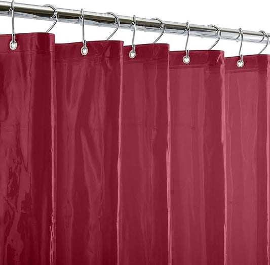 Bath Bliss Heavy Shower Curtain Liner, 12 Rust Resistant Metal Grommets, 3 Weighted Magnet Hem, Burgundy