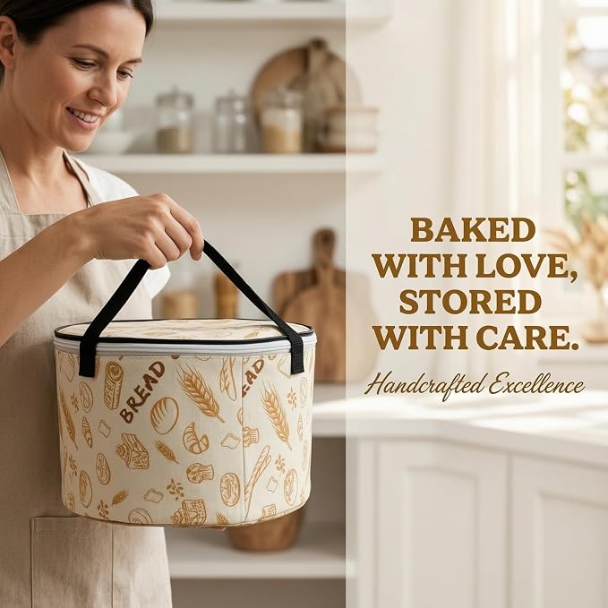 Organic Cotton Beeswax Bread Bags 9.8" x 6.Cotton Wash. Reus. Eco | Natural beeswax locks in freshness. Large reusable round Bread Bags for homemade sourdough. Organic cotton, freezer-safe