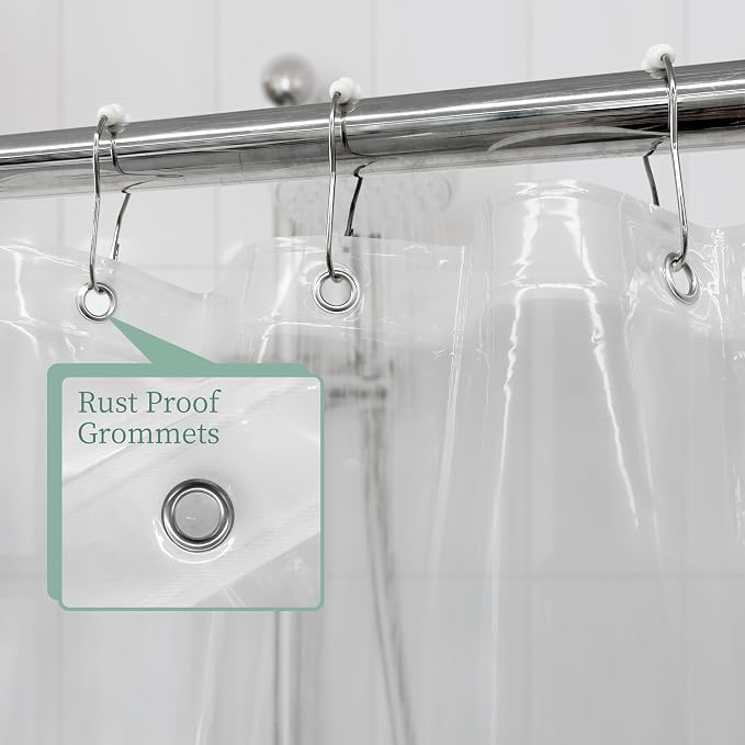 Mrs Awesome Clear Shower Curtain Liner with 3 Magnets, 72x72 Premium Flexible Sturdy Plastic Shower Curtain for Bathroom Lightweight, Waterproof, Clear