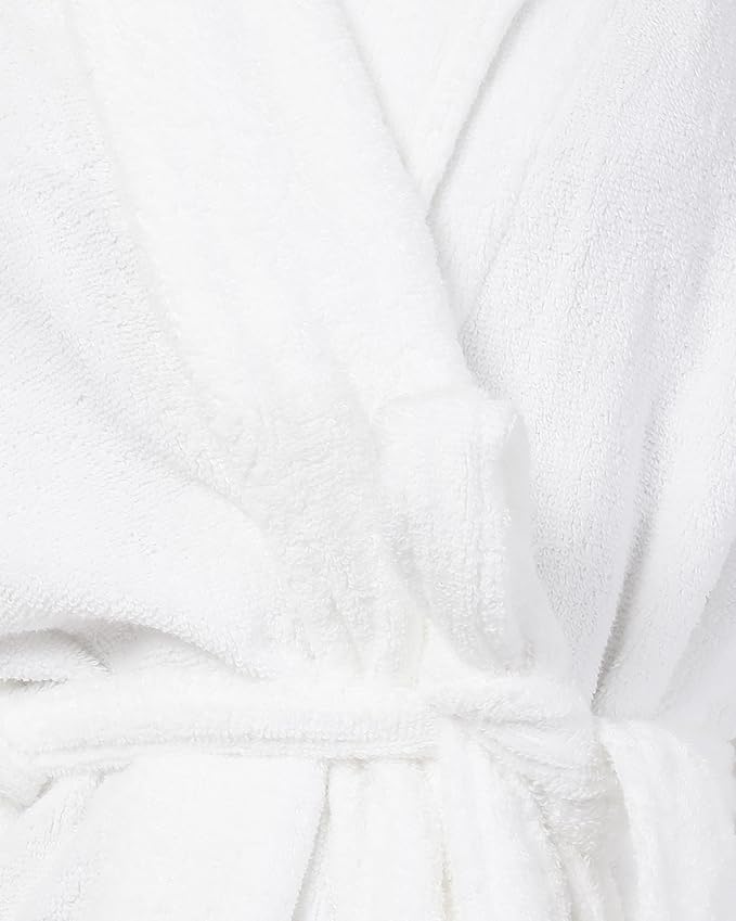 Luxury Spa & Hotel Bathrobe Set L/XL with Slippers – 100% Cotton Terry Bath Robe – Hotel Collection, White