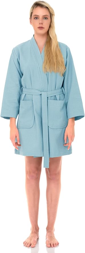 TowelSelections Womens Waffle Robe Kimono Spa Bathrobe Short Waffle Weave Bath Robe for Women XS to 3X