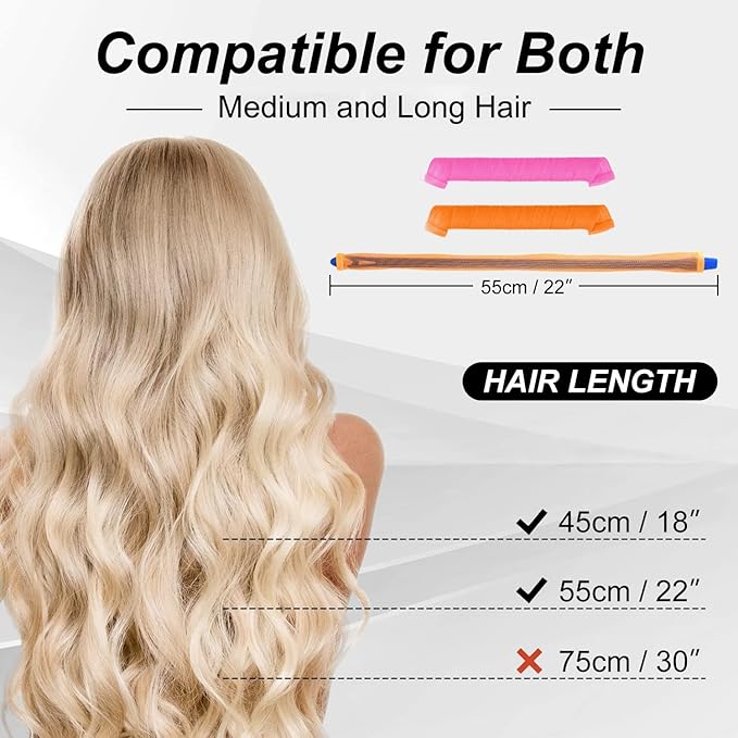 40pcs Heatless Spiral Hair Curlers for Long Hair - Heatless Curls Overnight 22inch Magic Hair Rollers No Heat Curlers for Women Kids
