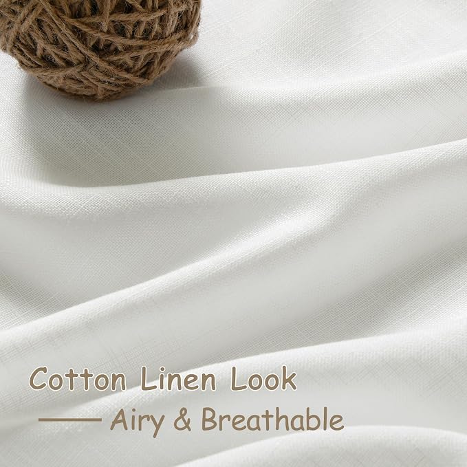 Linen Off White Curtains 120 inch Extra Long for Living Room Back Tab Light Filtering Semi Sheer Drapes Modern Farmhouse Coastal Decor Cotton Textured Curtain for Floor to Ceiling Window 10 FT