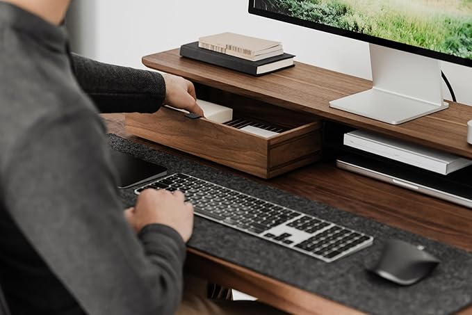 Oakywood Large Modular Drawer – Solid Wood Desk Organizer with Drawers – Document Holder & Office Storage – For Home Office Use – Black Walnut – Single Size