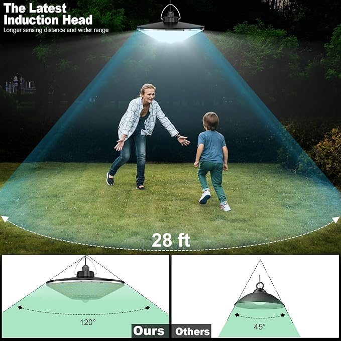 Solar Shed Light 198LED 1200LM Solar Powered Motion Sensor Light, 5 Modes Remote Control, IP65 Waterproof Solar Hanging Barn Light with 16.5ft Cable for Indoor Outdoor Home Gazebo Shop Chicken Coop