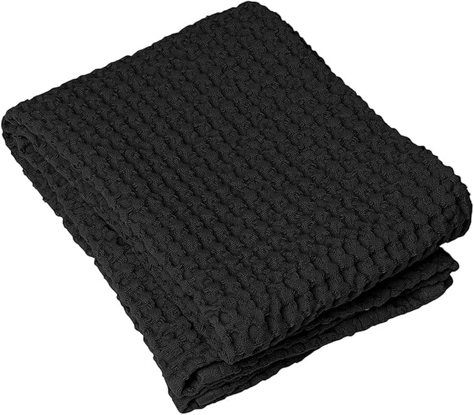 bomus Caro Waffle Hand Towel XL Black 20X39 / 50x100cm