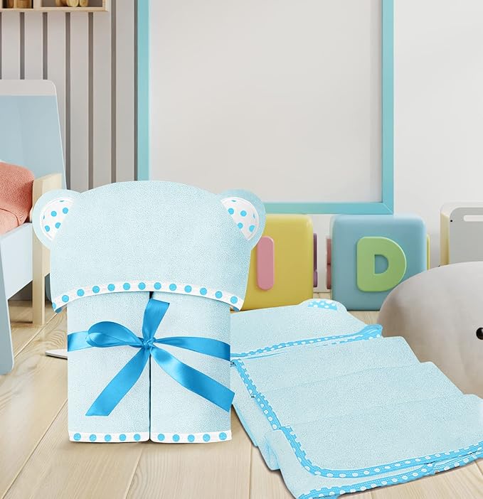 Set of 2 Hooded Baby Towels – Blue – Luxurious, Large and Super Absorbent – 30 x 30 Inch – Soft and Suitable for Infants, Toddlers and Kids – 400 GSM