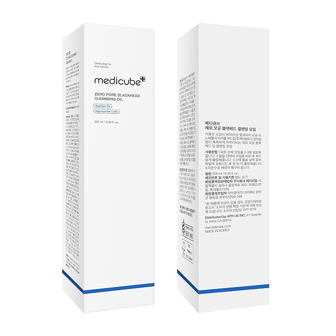 medicube Zero Pore Blackhead Cleansing Oil | Makeup Remover for all skin types, Daily Moisture Facial Cleanser, Low-Irritation | Korean Skin Care (205ml / 6.93 fl.oz)