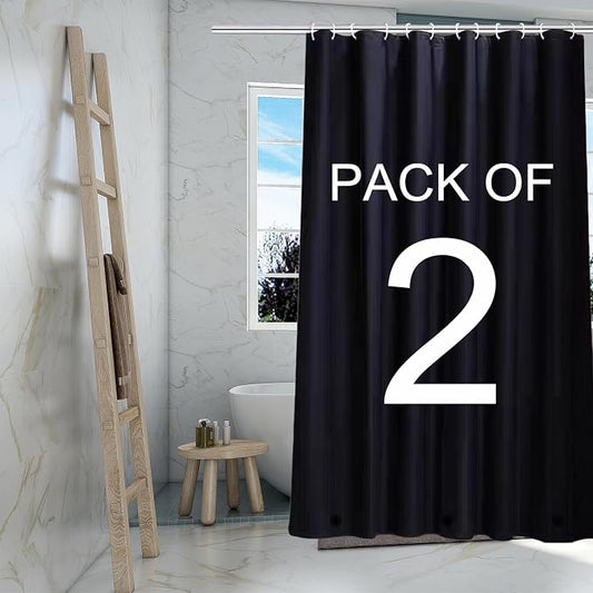 TIKABC Black Shower Curtain Liner, 4G PEVA Shower Liner, Plastic Peva Waterproof Shower Curtains, 72x72 inch with Grommet Holes 3 Magnetic Weights