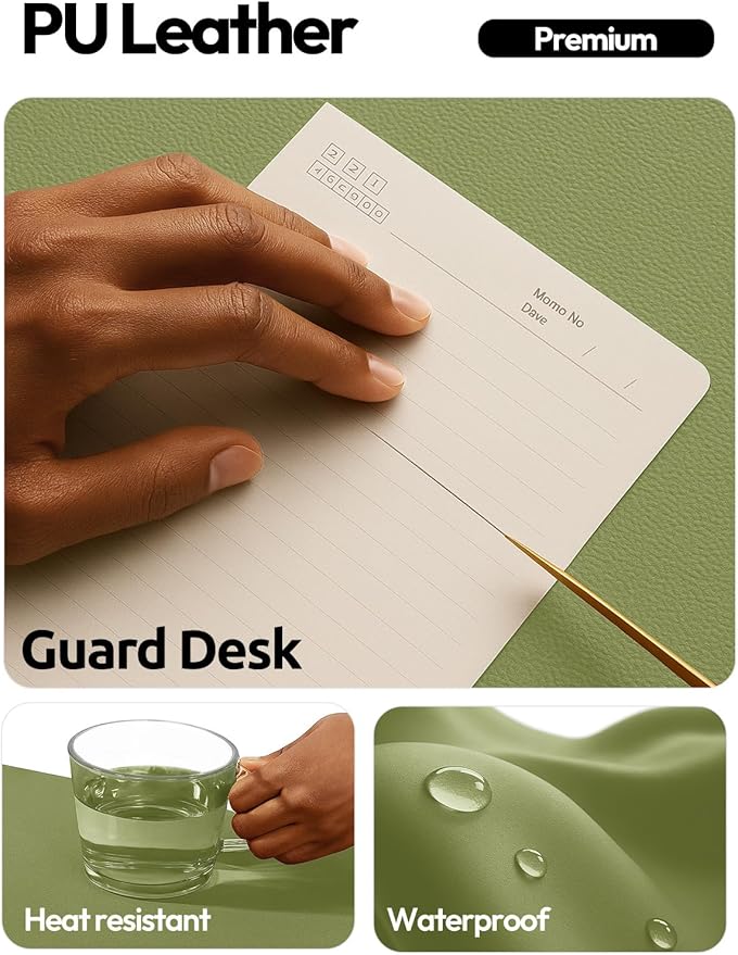 YSAGi Leather Desk Pad Protector, Office Desk Mat, Large Mouse Pad, Non-Slip PU Leather Desk Blotter, Laptop Desk Pad, Waterproof Desk Writing Pad for Office and Home (Green,55" x 17.2")